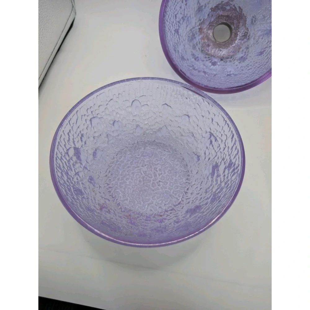 Textured Glass Orb Jar Periwinkle Lavender Neoteric‎ Spherical Decorative Vessel